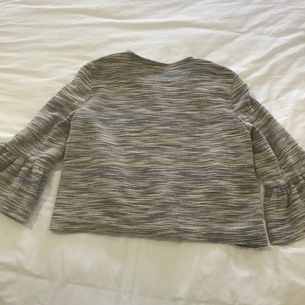 Bobeau Tan, Cream, Gray, Black Twill Bell Sleeve Blazer, Size XL - Picture 2 of 14